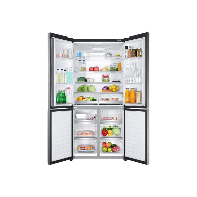Refurbished Haier HTF-610DSN7 Freestanding 610 Litre 70/30 American Fridge Freezer Black