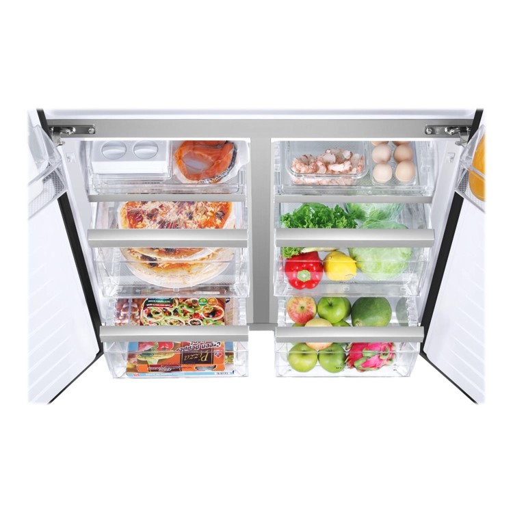 Refurbished Haier HTF-610DSN7 Freestanding 610 Litre 70/30 American Fridge Freezer Black
