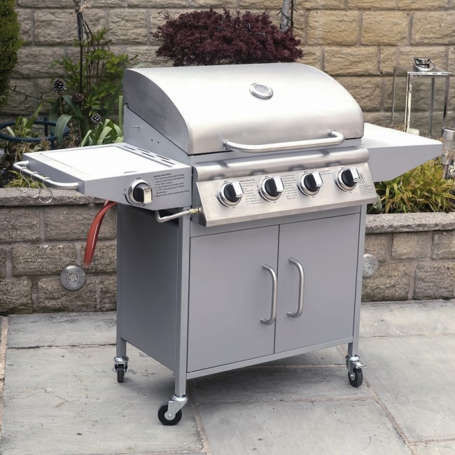vækst Automatisk Majroe Boss Grill Georgia Classic - 4 Burner Gas BBQ Grill with Side Burner -  Silver IQBQ4BCHTS | Appliances Direct