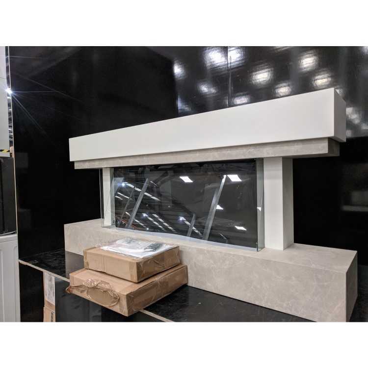 GRADE A2 - White and Beige Concrete Effect Wall Mounted Alexa Electric Fireplace - Amberglo