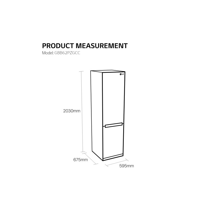 Refurbished LG GBB62PZGCC Freestanding 340 Litre 70/30 Fridge Freezer