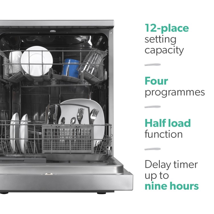 Refurbished electriQ Freestanding Dishwasher - Silver