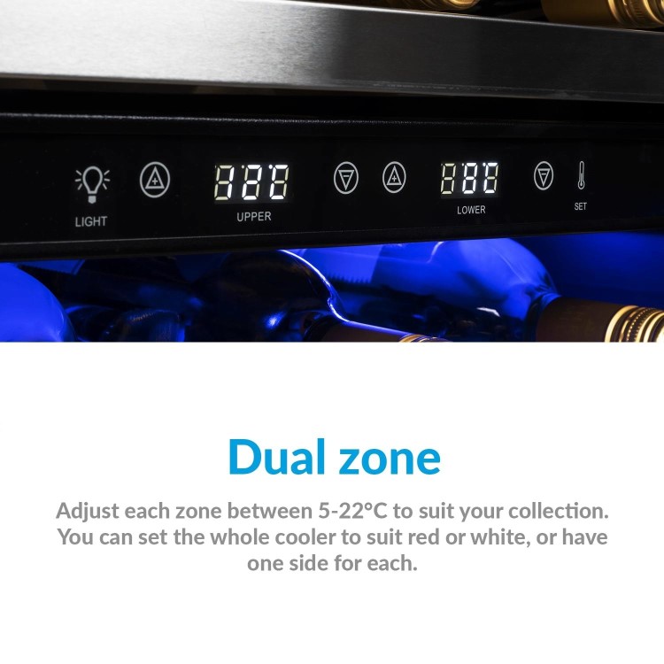 electriQ 51 Bottle Capacity Full Range Dual Zone Freestanding Wine Cooler - Black