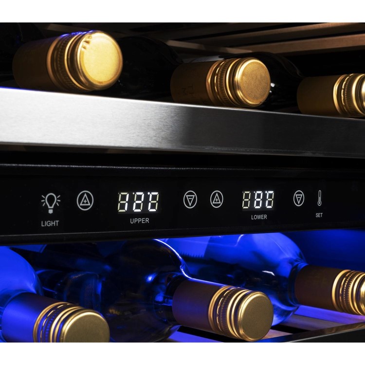 electriQ 51 Bottle Capacity Full Range Dual Zone Freestanding Wine Cooler - Black