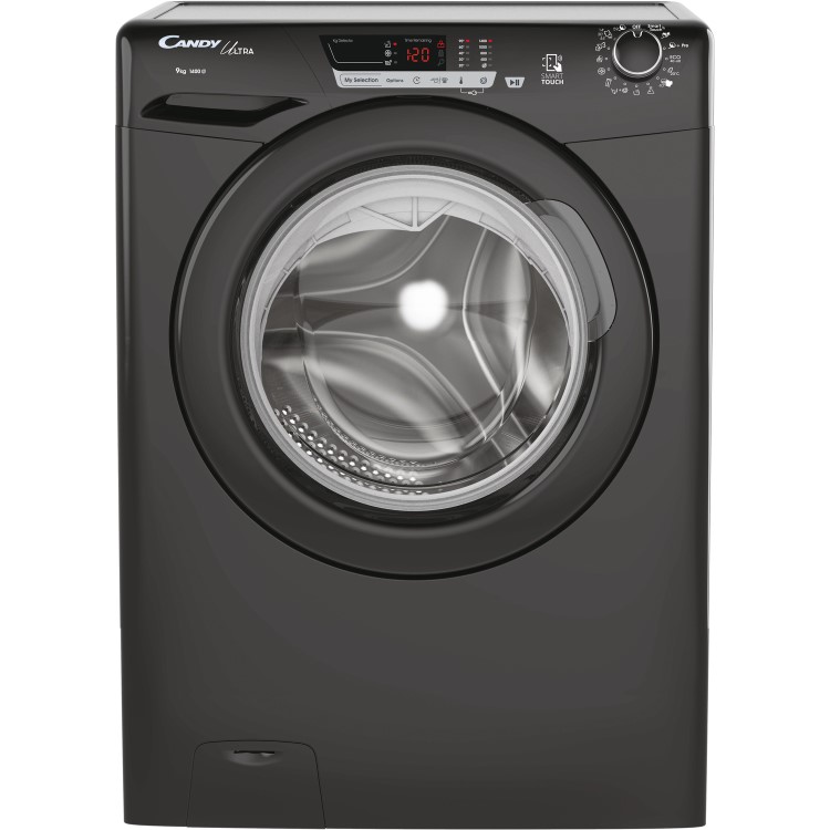 Refurbished Candy Ultra HCU1492DBBE/1-80 Freestanding 9KG 1400 Spin Washing Machine Black