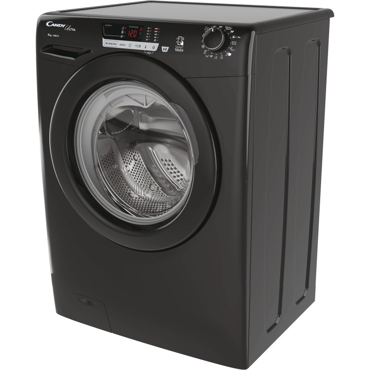 Refurbished Candy Ultra HCU1492DBBE/1-80 Freestanding 9KG 1400 Spin Washing Machine Black