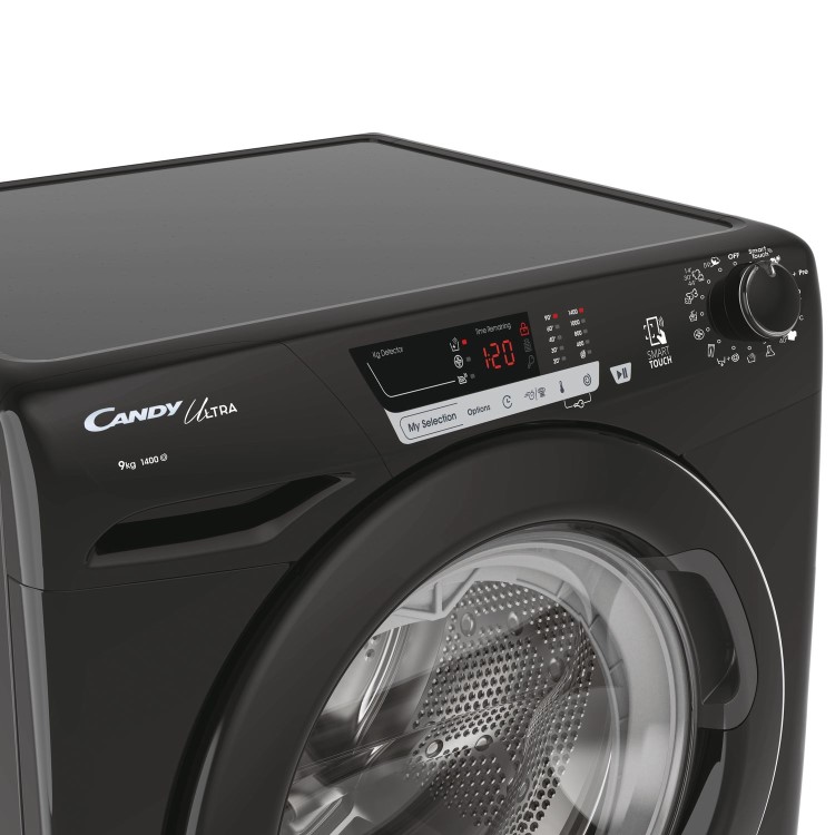 Refurbished Candy Ultra HCU1492DBBE/1-80 Freestanding 9KG 1400 Spin Washing Machine Black