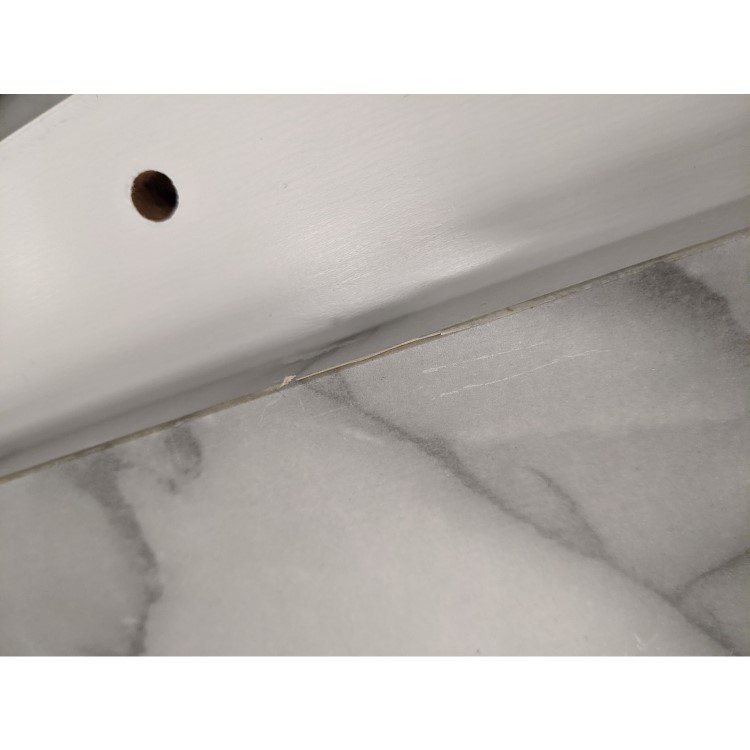 GRADE A3 - White Marble Freestanding Electric Fireplace Suite with Log Effect - Amberglo