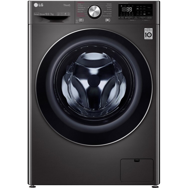 Refurbished LG FWV917BTSE Freestanding 10.5/7KG 1400 Spin Washer Dryer Black