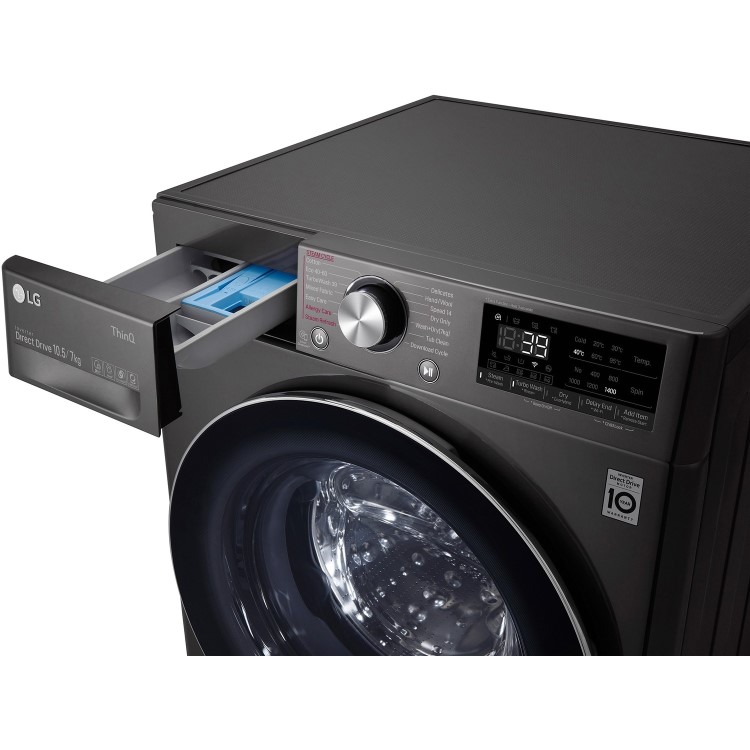 Refurbished LG FWV917BTSE Freestanding 10.5/7KG 1400 Spin Washer Dryer Black