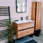 Single Door Wood Effect Wall Mounted Tall Bathroom Cabinet 400 x 1380mm - Roxbi