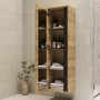 Single Door Wood Effect Wall Mounted Tall Bathroom Cabinet 400 x 1380mm - Roxbi
