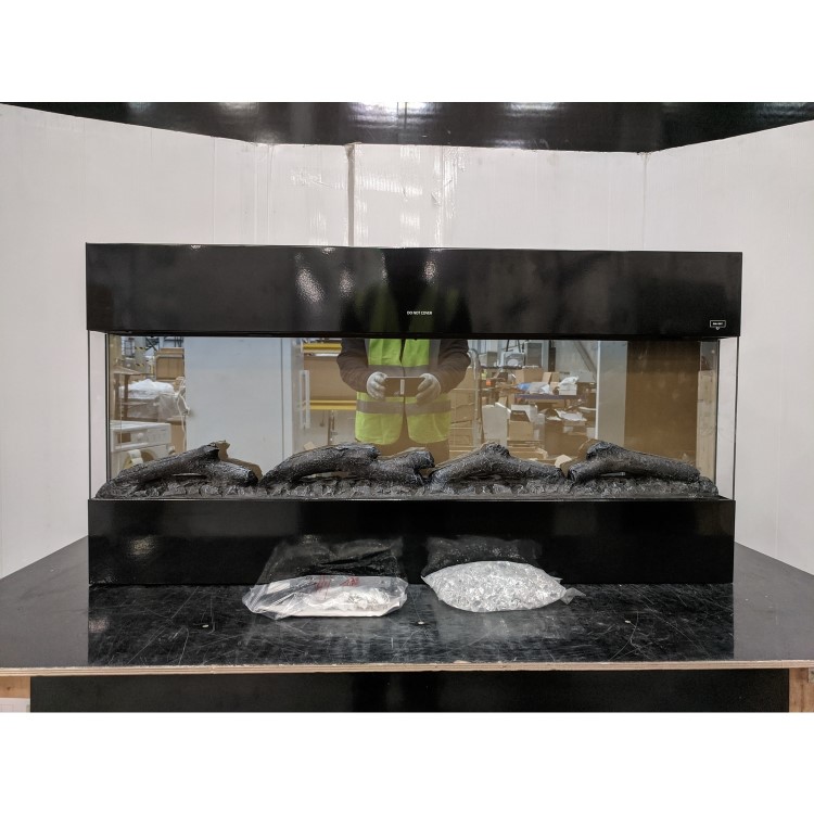 GRADE A3 - 42 Inch Black Built In Electric Fire -  AmberGlo