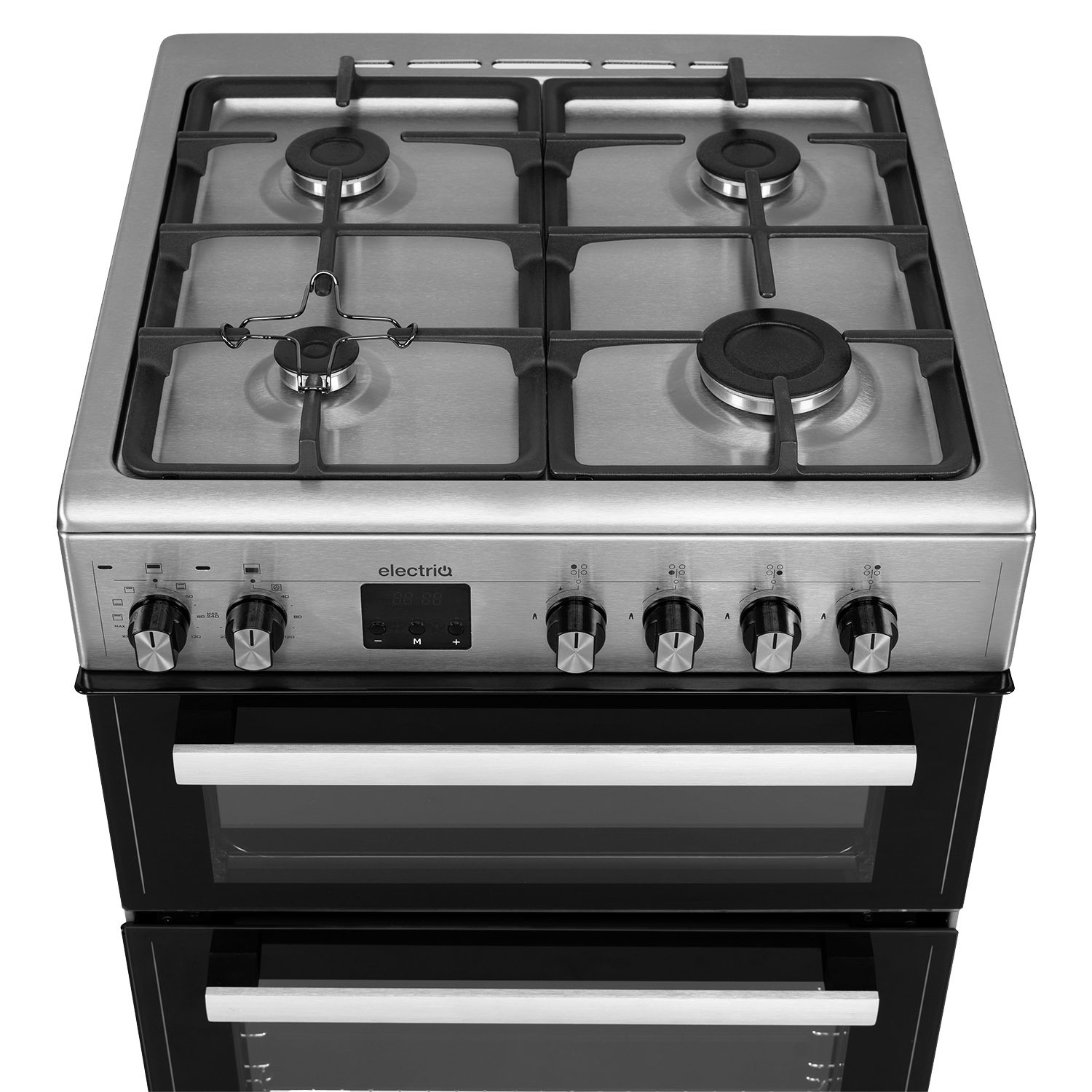 electriQ 60cm Dual Fuel Cooker with Double Oven Stainless Steel EQDFC360SS Appliances Direct