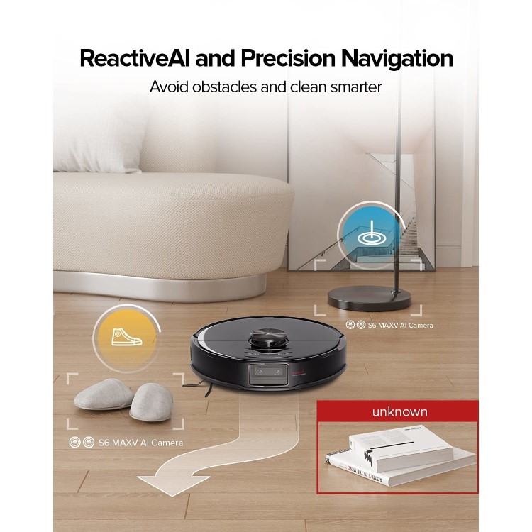 Refurbished Roborock S6 MaxV Robot Vacuum Cleaner and Mop - 2500Pa Suction - Black