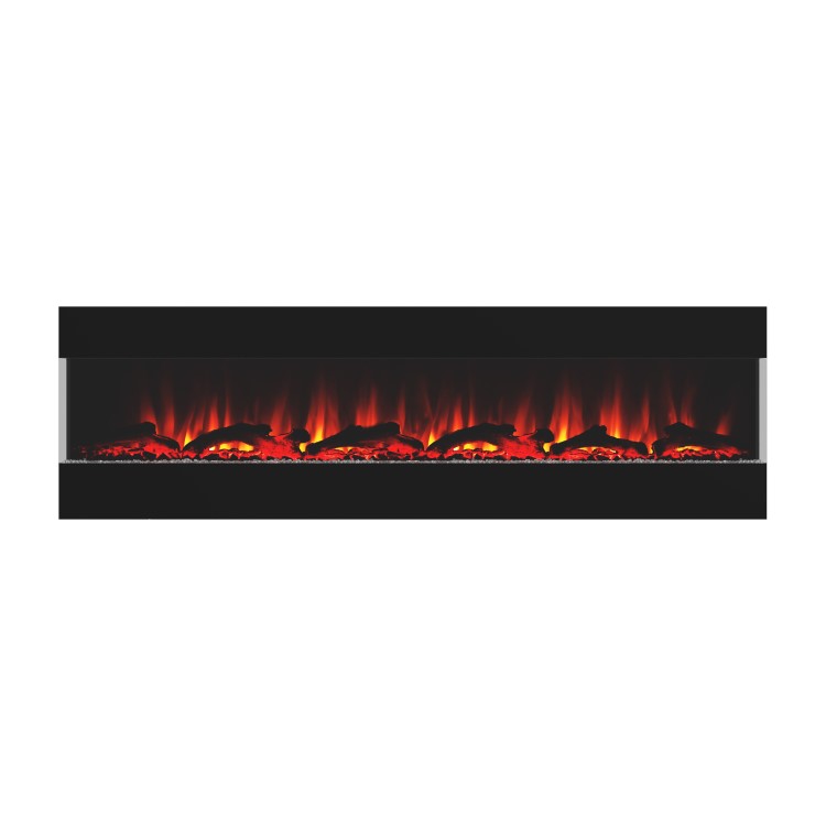 Black Wall Mounted Electric Fireplace with Open Front 72 Inch -  AmberGlo