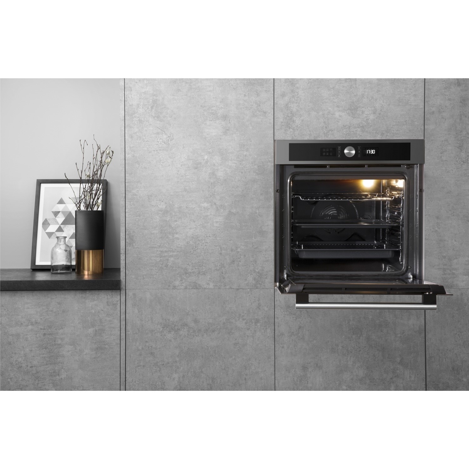 Hotpoint SI4854PIX Electric Pyrolytic Fan Single Oven with LCD Control Panel Stainless Steel