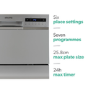 electriQ 6 Place Settings Freestanding Table Top Dishwasher - Silver