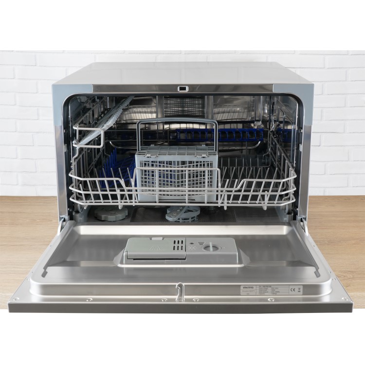 GRADE A2 - electriQ 6 Place Freestanding Compact Table Top Dishwasher - Silver