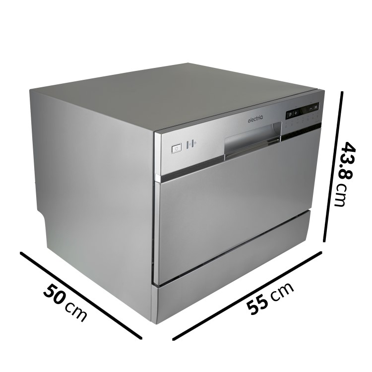 GRADE A2 - electriQ 6 Place Freestanding Compact Table Top Dishwasher - Silver