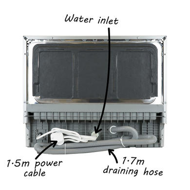 GRADE A2 - electriQ 6 Place Freestanding Compact Table Top Dishwasher - Silver
