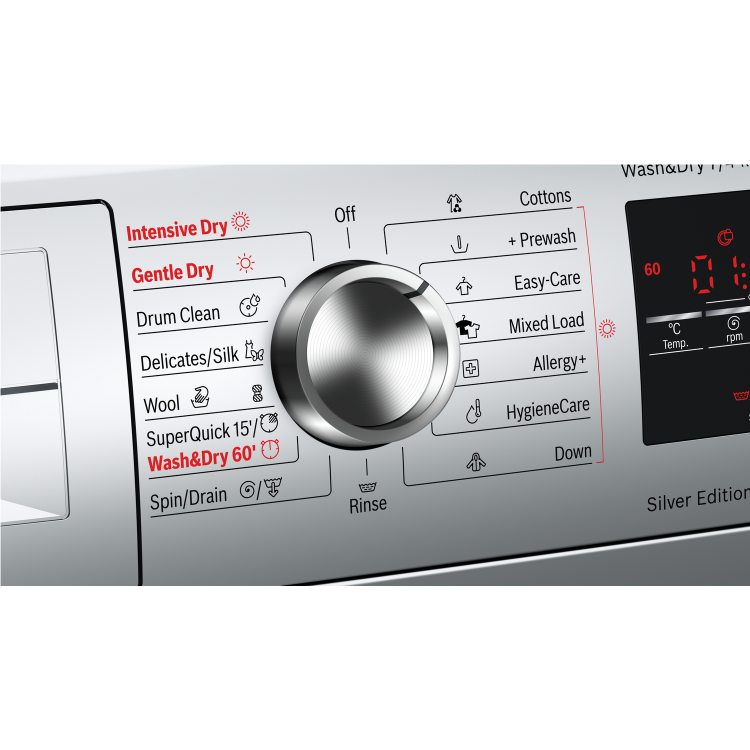GRADE A2 - Bosch WVG3047SGB Serie 6 7kg Wash 4kg Dry 1500rpm Freestanding Washer Dryer - Silver
