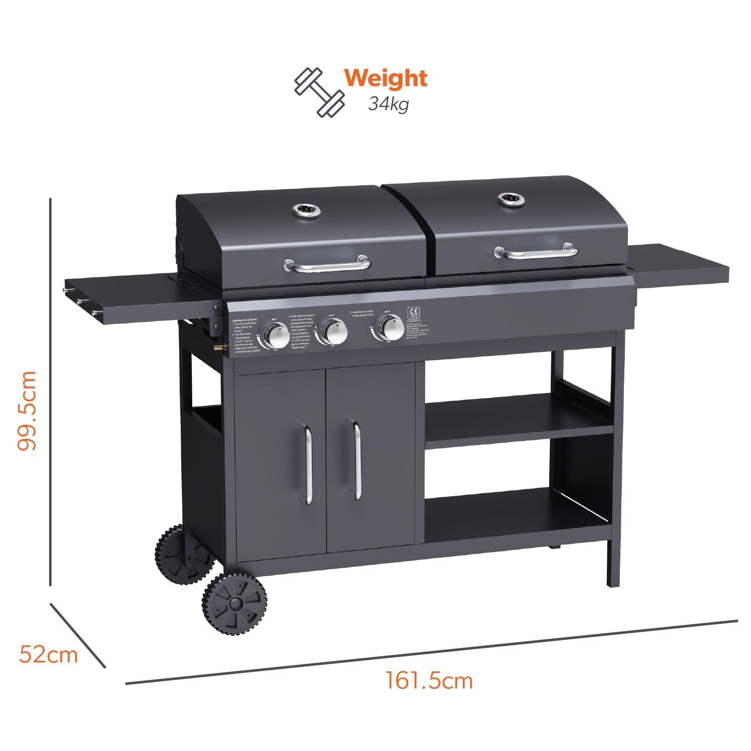 Refurbished Boss Grill Dual Fuel 3 Burner Gas & Charcoal BBQ