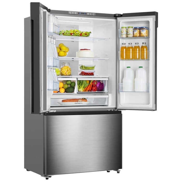 Hisense 596 Litre French Style American Fridge Freezer With Super Cooling  - Stainless Steel Look