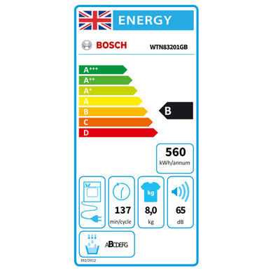 Refurbished Bosch Series 4 WTN83201GB Freestanding Condenser 8KG Tumble Dryer White