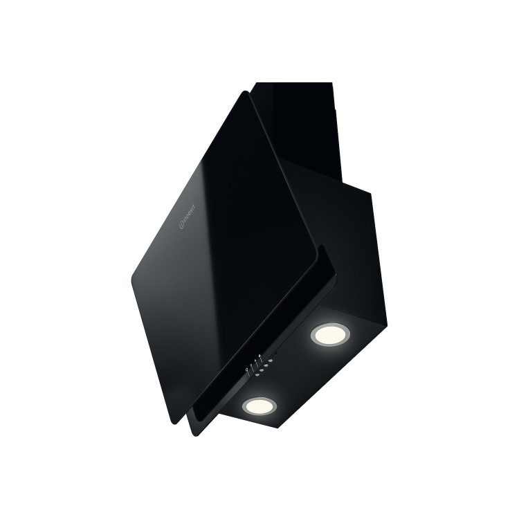 Indesit IHVP65FLMK 60cm Angled Chimney Cooker Hood - Black