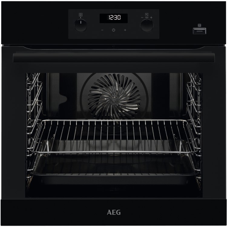 Refurbished AEG SteamBake BEB355020B 60cm Single Built In Electric Oven with Added Steam Function Black