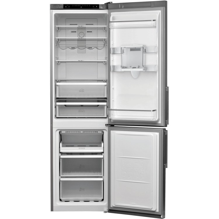 GRADE A2 - Hotpoint H7T911AMXHAQUA1 201x60cm 368L Freestanding Fridge Freezer With Non-plumb Water Dispenser - Shiny Steel