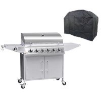 Refurbished Boss Grill Georgia Classic - 6 Burner Gas BBQ Grill with Side Burner - Silver