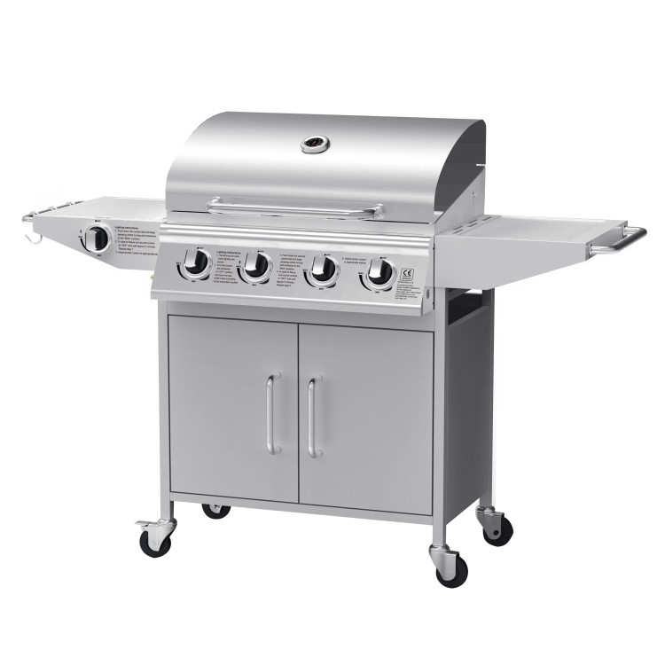 Refurbished Boss Grill Georgia Classic 4 Burner Gas BBQ Grill with Side Burner Silver