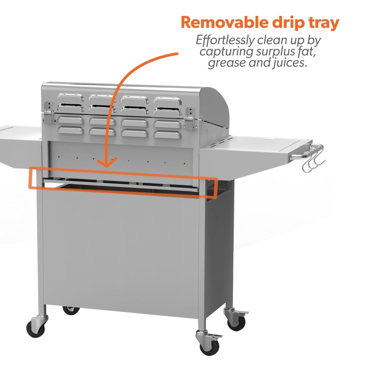 Refurbished Boss Grill Georgia Classic 4 Burner Gas BBQ Grill with Side Burner Silver