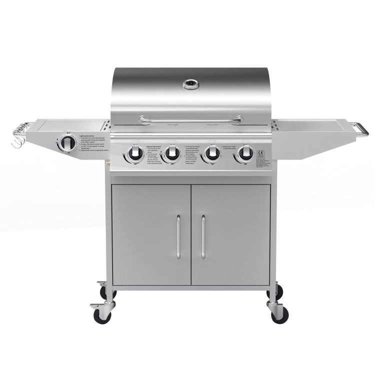 Refurbished Boss Grill Georgia Classic 4 Burner Gas BBQ Grill with Side Burner Silver