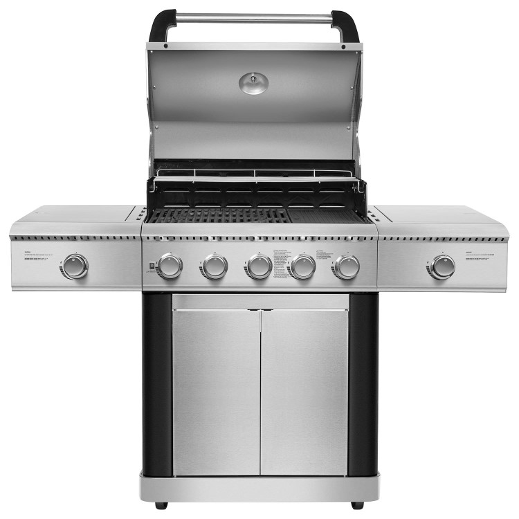 Monster Grill - 5 Burner Gas BBQ Grill with 2 Side Burners - Stainless Steel