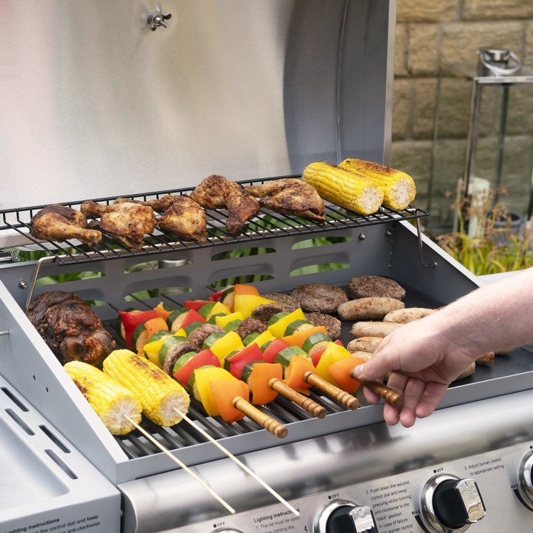Refurbished Boss Grill Georgia Classic 4 Burner Gas BBQ Grill with Side Burner Silver