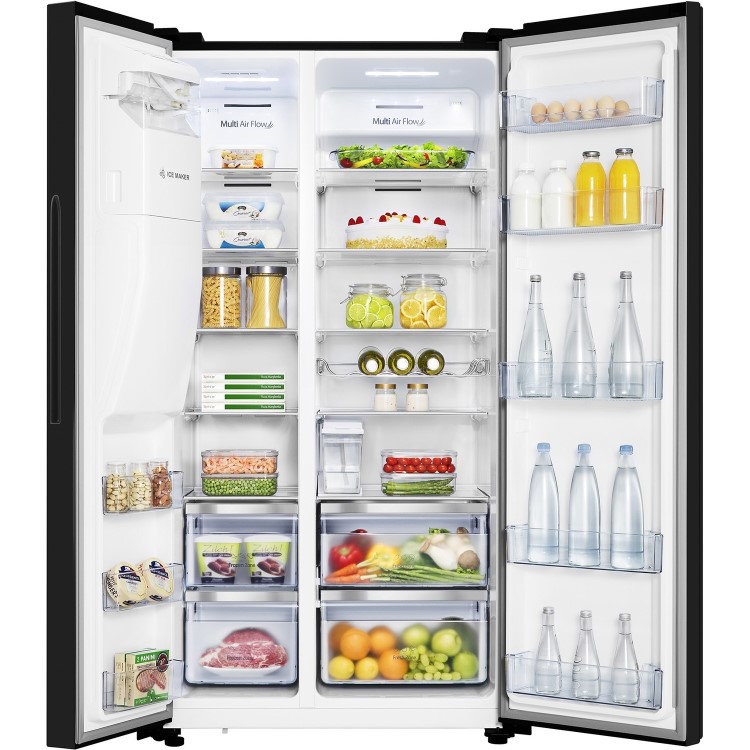 Refurbished Hisense RS694N4TBF 535 Litre American Fridge Freezer Black 