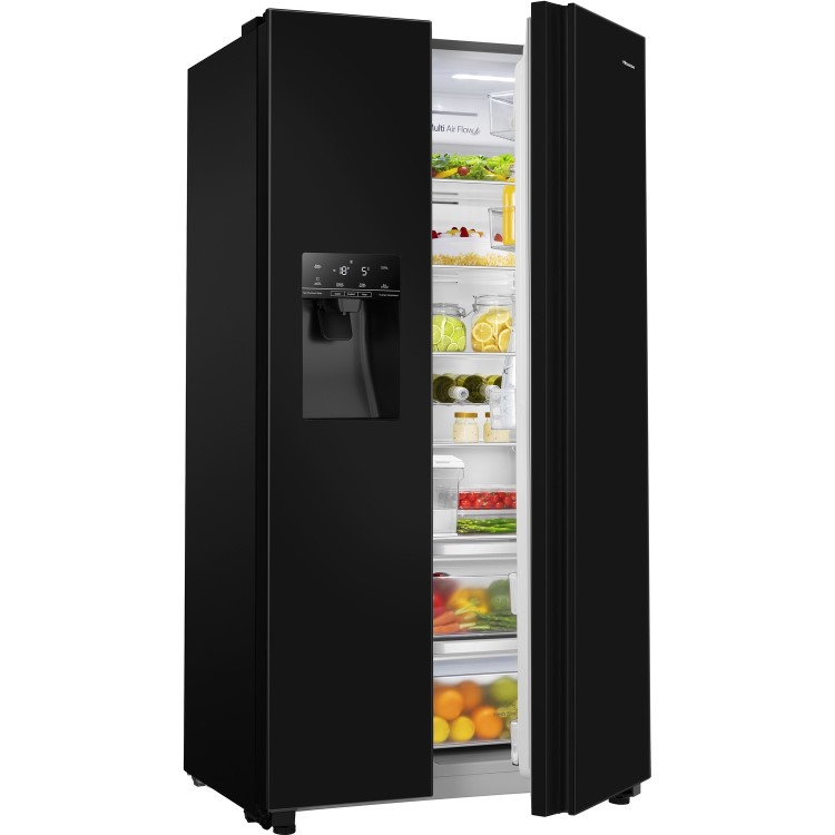 Refurbished Hisense RS694N4TBF 535 Litre American Fridge Freezer Black 