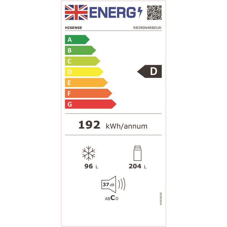 Refurbished Hisense RB390N4RBDUK 300 Litre 60/40 Frost Free Fridge Freezer Black