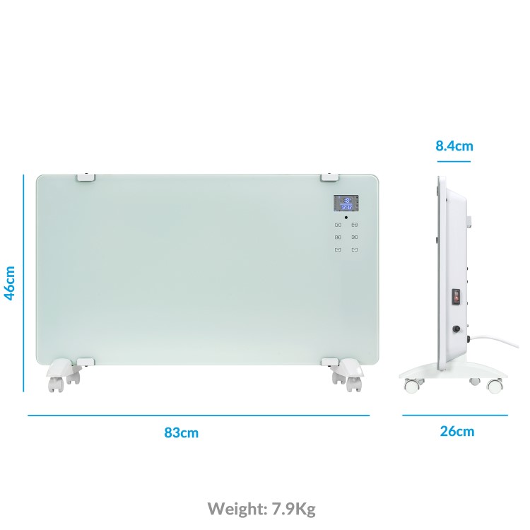GRADE A5 - electriQ 2000W Wall Mountable Convector Panel Heater H460xW830 - White
