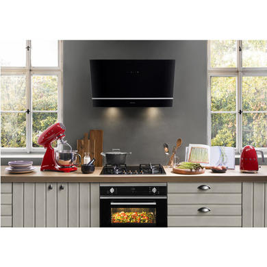 GRADE A1 - Smeg 80cm Angled Chimney Cooker Hood - Black