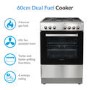 Refurbished electriQ EQDFSC60A 60cm Dual Fuel Single Oven Cooker Stainless Steel