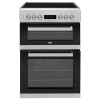Refurbished Beko KDC653S 60cm Double Oven Electric Cooker With Ceramic Hob And Programmable Timer Silver