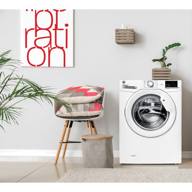 Refurbished Hoover H-Wash 300 H3W492DE/1-80 Freestanding 9KG 1400 Spin Washing Machine White
