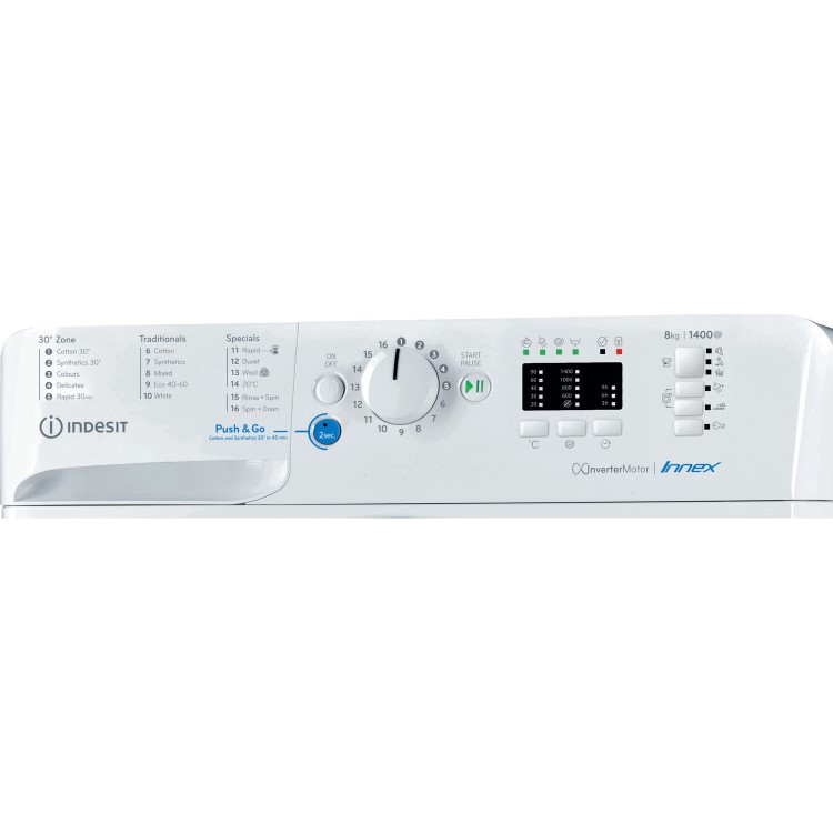 Refurbished Indesit Push&Go BWA81485XWUKN Freestanding 8KG 1400 Spin Washing Machine White