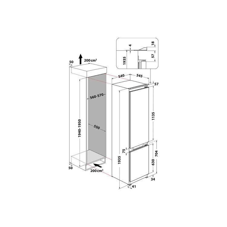 Hotpoint 280 Litre 70/30 Split Integrated Fridge Freezer With FreshZone+