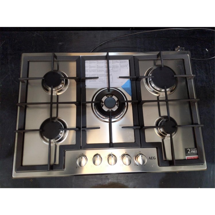 Refurbished AEG HGB75400SM 6000 75cm 5 Burner Gas Hob Stainless Steel