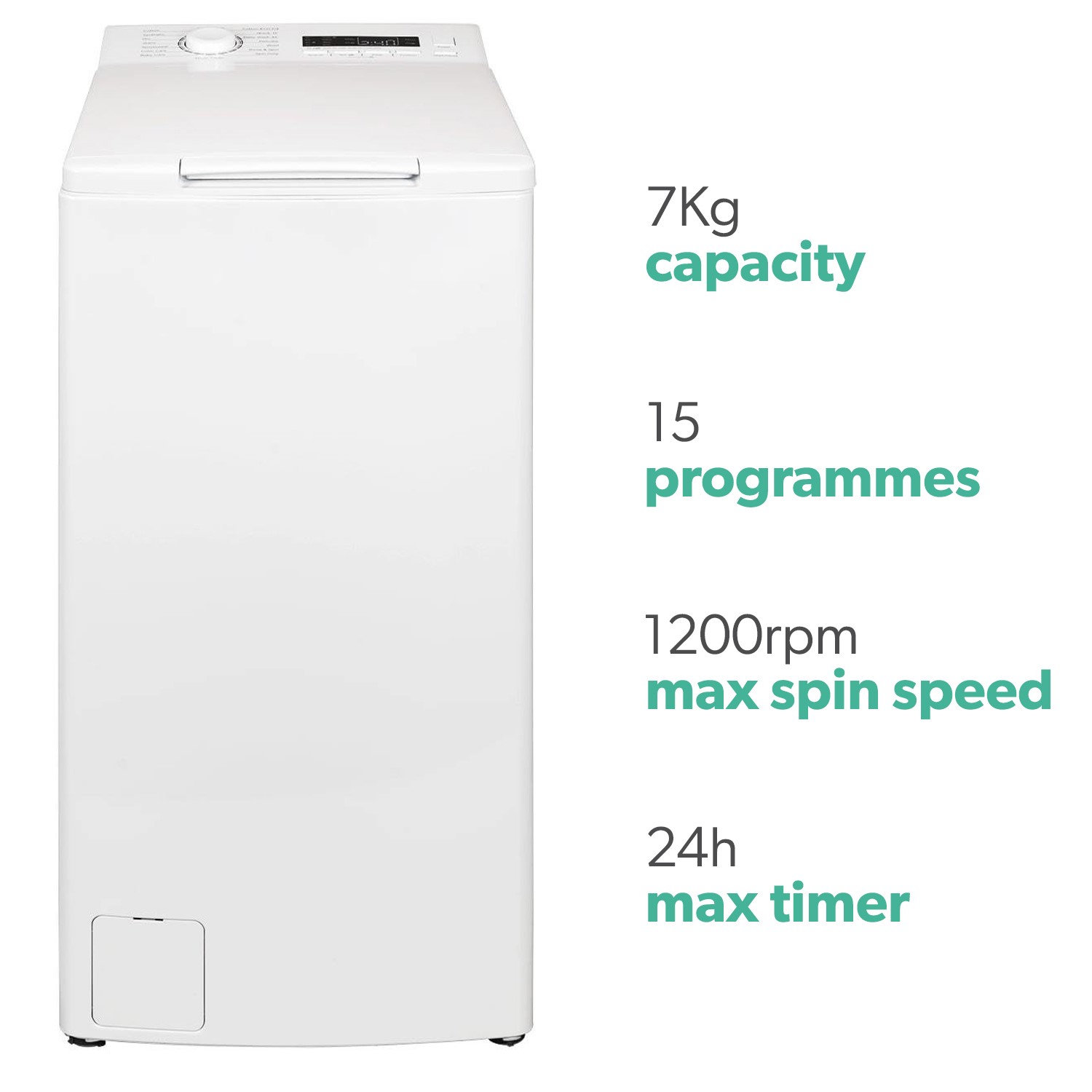 electriQ 7kg 1200rpm Top Loading Washing Machine White eiQWMTL75